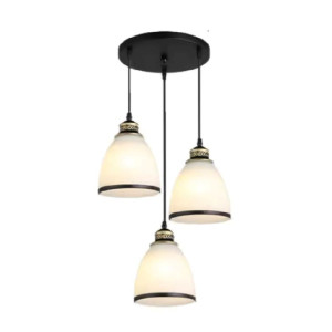 Lampa sufitowa ze szklanym kloszem, metalowa, wisząca AT11-3SZ-Czarny+Biały