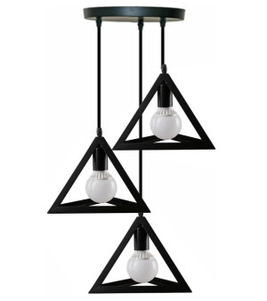 Lampa sufitowa metalowa loft trójkątna wisząca AT13-3SZ-Czarna