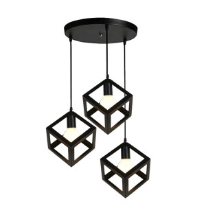 Lampa sufitowa metalowa loft sześcian wisząca AT14-3SZ-Czarna