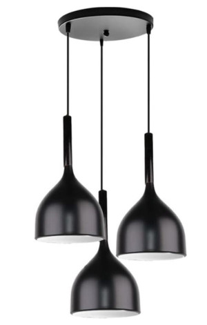 Lampa sufitowa metalowa z kloszem wiszącym AT19-3SZ-Czarna