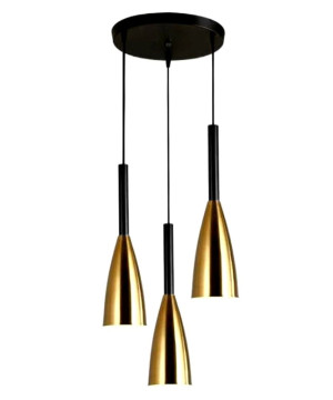 Lampa sufitowa metalowa z kloszem wiszącym AT27-3SZ-Złoto+Czarny