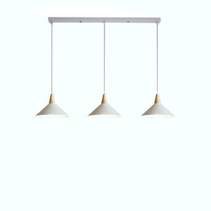 Lampa sufitowa metalowa z kloszem z litego drewna wisząca AT33-3SZ-White