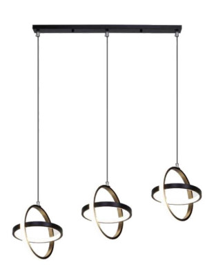 Lampa geometryczna LED z kloszem wisząca sufitowa AT54-3SL-Czarna