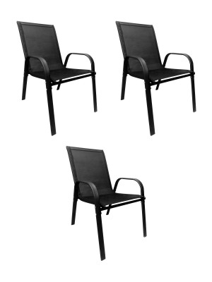 Zestaw 3 krzeseł ogrodowych Patio fotel na taras balkon krzesło ogrodowe C-281