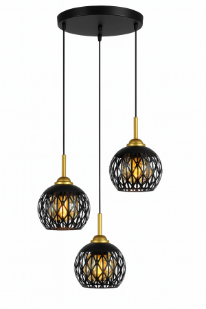 Lampa sufitowa metalowa loft klosz wisząca AT16-3SZ-Czarna