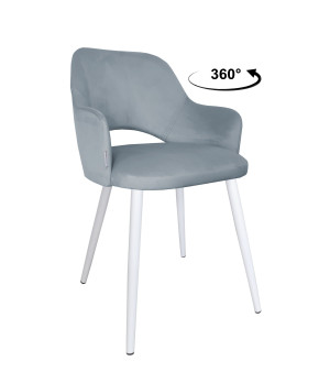 Krzesło Milano tkanina Welur noga metalowa elegancki komfort wnętrza : Kolor nogi - Biały stożek, Kolor tkaniny - VELVET - BL06, Typ siedziska - Siedzisko obrotowe 360°