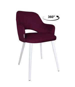 Krzesło Milano tkanina Welur noga metalowa elegancki komfort wnętrza : Kolor nogi - Biały stożek, Kolor tkaniny - VELVET - MG02, Typ siedziska - Siedzisko obrotowe 360°
