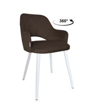 Krzesło Milano tkanina Welur noga metalowa elegancki komfort wnętrza : Kolor nogi - Biały stożek, Kolor tkaniny - VELVET - MG05, Typ siedziska - Siedzisko obrotowe 360°
