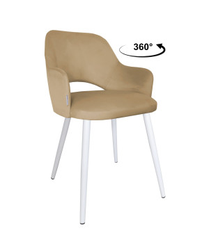 Krzesło Milano tkanina Welur noga metalowa elegancki komfort wnętrza : Kolor nogi - Biały stożek, Kolor tkaniny - VELVET - MG06, Typ siedziska - Siedzisko obrotowe 360°
