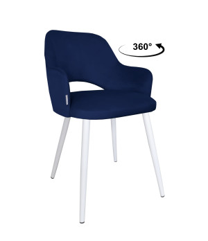 Krzesło Milano tkanina Welur noga metalowa elegancki komfort wnętrza : Kolor nogi - Biały stożek, Kolor tkaniny - VELVET - MG16, Typ siedziska - Siedzisko obrotowe 360°
