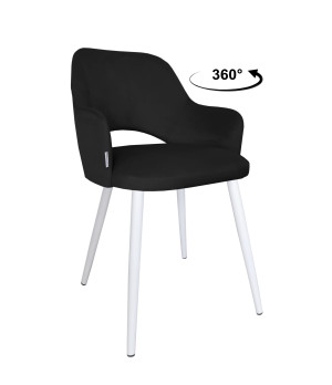 Krzesło Milano tkanina Welur noga metalowa elegancki komfort wnętrza : Kolor nogi - Biały stożek, Kolor tkaniny - VELVET - MG19, Typ siedziska - Siedzisko obrotowe 360°