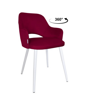 Krzesło Milano tkanina Welur noga metalowa elegancki komfort wnętrza : Kolor nogi - Biały stożek, Kolor tkaniny - VELVET - MG31, Typ siedziska - Siedzisko obrotowe 360°