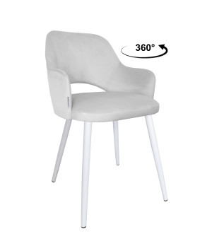Krzesło Milano tkanina Welur noga metalowa elegancki komfort wnętrza : Kolor nogi - Biały stożek, Kolor tkaniny - VELVET - MG39, Typ siedziska - Siedzisko obrotowe 360°