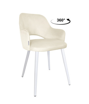 Krzesło Milano tkanina Welur noga metalowa elegancki komfort wnętrza : Kolor nogi - Biały stożek, Kolor tkaniny - VELVET - MG50, Typ siedziska - Siedzisko obrotowe 360°