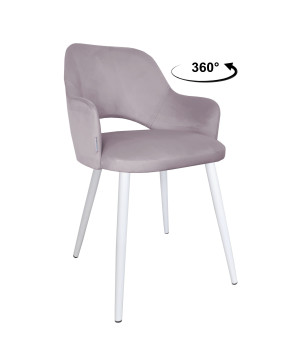 Krzesło Milano tkanina Welur noga metalowa elegancki komfort wnętrza : Kolor nogi - Biały stożek, Kolor tkaniny - VELVET - MG55, Typ siedziska - Siedzisko obrotowe 360°