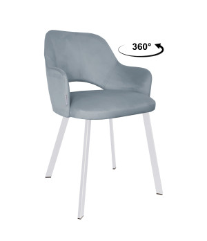 Krzesło Milano tkanina Welur noga metalowa : Kolor nogi - Biały profil, Kolor tkaniny - VELVET - BL06, Typ siedziska - Siedzisko obrotowe 360°