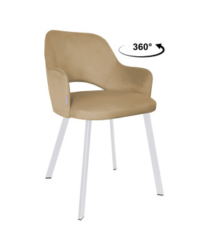 Krzesło Milano tkanina Welur noga metalowa : Kolor nogi - Biały profil, Kolor tkaniny - VELVET - MG06, Typ siedziska - Siedzisko obrotowe 360°