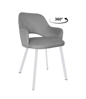 Krzesło Milano tkanina Welur noga metalowa : Kolor nogi - Biały profil, Kolor tkaniny - VELVET - MG17, Typ siedziska - Siedzisko obrotowe 360°