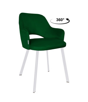 Krzesło Milano tkanina Welur noga metalowa : Kolor nogi - Biały profil, Kolor tkaniny - VELVET - MG25, Typ siedziska - Siedzisko obrotowe 360°