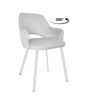 Krzesło Milano tkanina Welur noga metalowa : Kolor nogi - Biały profil, Kolor tkaniny - VELVET - MG39, Typ siedziska - Siedzisko obrotowe 360°