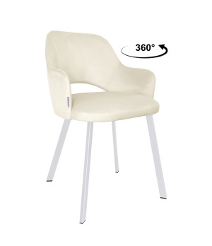 Krzesło Milano tkanina Welur noga metalowa : Kolor nogi - Biały profil, Kolor tkaniny - VELVET - MG50, Typ siedziska - Siedzisko obrotowe 360°