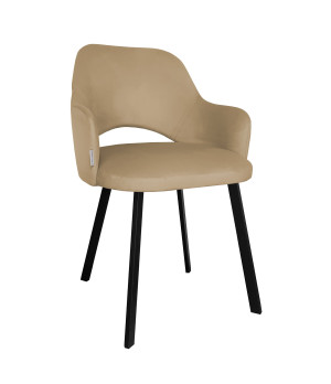 Krzesło Milano tkanina Welur noga metalowa : Kolor nogi - Czarna profil, Kolor tkaniny - VELVET - MG06, Typ siedziska - Siedzisko stałe