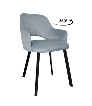 Krzesło Milano tkanina Welur noga metalowa : Kolor nogi - Czarna profil, Kolor tkaniny - VELVET - BL06, Typ siedziska - Siedzisko obrotowe 360°