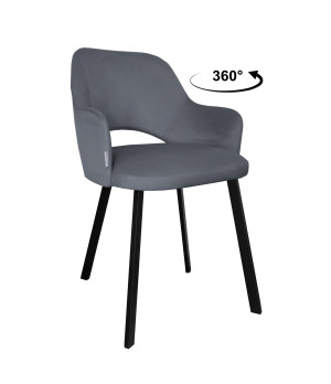 Krzesło Milano tkanina Welur noga metalowa : Kolor nogi - Czarna profil, Kolor tkaniny - VELVET - BL14, Typ siedziska - Siedzisko obrotowe 360°