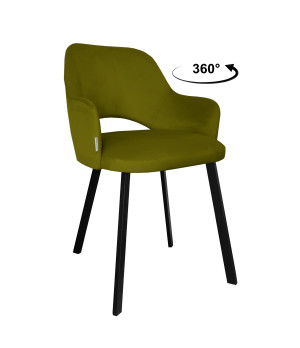 Krzesło Milano tkanina Welur noga metalowa : Kolor nogi - Czarna profil, Kolor tkaniny - VELVET - BL75, Typ siedziska - Siedzisko obrotowe 360°