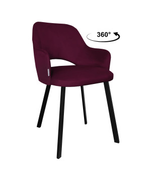 Krzesło Milano tkanina Welur noga metalowa : Kolor nogi - Czarna profil, Kolor tkaniny - VELVET - MG02, Typ siedziska - Siedzisko obrotowe 360°