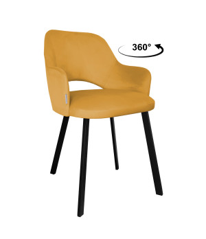 Krzesło Milano tkanina Welur noga metalowa : Kolor nogi - Czarna profil, Kolor tkaniny - VELVET - MG15, Typ siedziska - Siedzisko obrotowe 360°