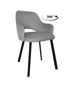 Krzesło Milano tkanina Welur noga metalowa : Kolor nogi - Czarna profil, Kolor tkaniny - VELVET - MG17, Typ siedziska - Siedzisko obrotowe 360°