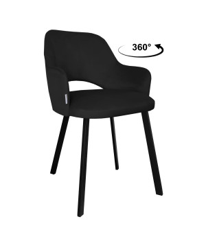 Krzesło Milano tkanina Welur noga metalowa elegancki komfort wnętrza : Kolor nogi - Czarna profil, Kolor tkaniny - VELVET - MG19, Typ siedziska - Siedzisko obrotowe 360°