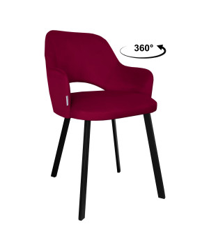 Krzesło Milano tkanina Welur noga metalowa : Kolor nogi - Czarna profil, Kolor tkaniny - VELVET - MG31, Typ siedziska - Siedzisko obrotowe 360°