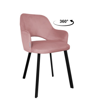 Krzesło Milano tkanina Welur noga metalowa : Kolor nogi - Czarna profil, Kolor tkaniny - VELVET - MG58, Typ siedziska - Siedzisko obrotowe 360°