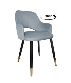 Krzesło Milano tkanina Welur noga metalowa : Kolor nogi - Czano-złota stożek, Kolor tkaniny - VELVET - BL06, Typ siedziska - Siedzisko obrotowe 360°