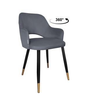 Krzesło Milano tkanina Welur noga metalowa : Kolor nogi - Czano-złota stożek, Kolor tkaniny - VELVET - BL14, Typ siedziska - Siedzisko obrotowe 360°