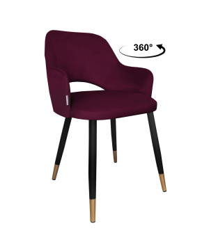 Krzesło Milano tkanina Welur noga metalowa : Kolor nogi - Czano-złota stożek, Kolor tkaniny - VELVET - MG02, Typ siedziska - Siedzisko obrotowe 360°