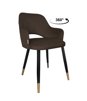 Krzesło Milano tkanina Welur noga metalowa : Kolor nogi - Czano-złota stożek, Kolor tkaniny - VELVET - MG05, Typ siedziska - Siedzisko obrotowe 360°