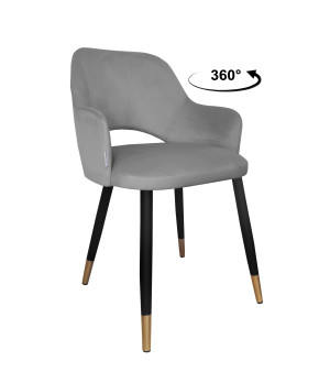 Krzesło Milano tkanina Welur noga metalowa : Kolor nogi - Czano-złota stożek, Kolor tkaniny - VELVET - MG17, Typ siedziska - Siedzisko obrotowe 360°