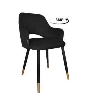 Krzesło Milano tkanina Welur noga metalowa : Kolor nogi - Czano-złota stożek, Kolor tkaniny - VELVET - MG19, Typ siedziska - Siedzisko obrotowe 360°