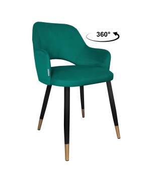 Krzesło Milano tkanina Welur noga metalowa : Kolor nogi - Czano-złota stożek, Kolor tkaniny - VELVET - MG20, Typ siedziska - Siedzisko obrotowe 360°