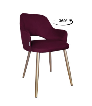 Krzesło Milano tkanina Welur noga metalowa : Kolor nogi - Złota stożek, Kolor tkaniny - VELVET - MG02, Typ siedziska - Siedzisko obrotowe 360°