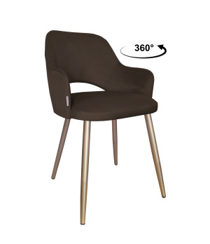 Krzesło Milano tkanina Welur noga metalowa : Kolor nogi - Złota stożek, Kolor tkaniny - VELVET - MG05, Typ siedziska - Siedzisko obrotowe 360°