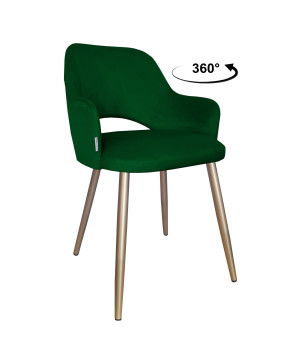 Krzesło Milano tkanina Welur noga metalowa : Kolor nogi - Złota stożek, Kolor tkaniny - VELVET - MG25, Typ siedziska - Siedzisko obrotowe 360°