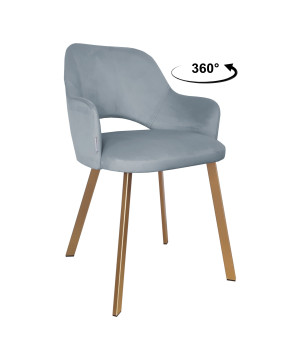 Krzesło Milano tkanina Welur noga metalowa : Kolor nogi - Złota profil, Kolor tkaniny - VELVET - BL06, Typ siedziska - Siedzisko obrotowe 360°