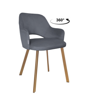 Krzesło Milano tkanina Welur noga metalowa : Kolor nogi - Złota profil, Kolor tkaniny - VELVET - BL14, Typ siedziska - Siedzisko obrotowe 360°