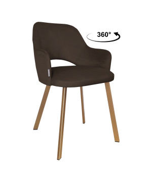 Krzesło Milano tkanina Welur noga metalowa : Kolor nogi - Złota profil, Kolor tkaniny - VELVET - MG05, Typ siedziska - Siedzisko obrotowe 360°