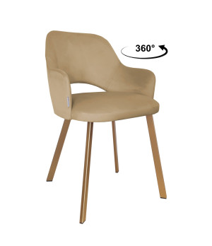 Krzesło Milano tkanina Welur noga metalowa : Kolor nogi - Złota profil, Kolor tkaniny - VELVET - MG06, Typ siedziska - Siedzisko obrotowe 360°