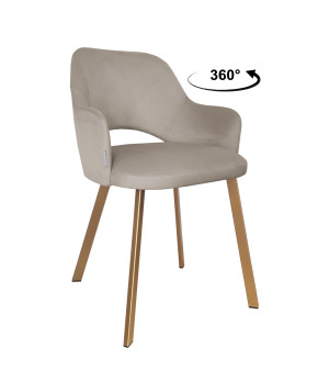 Krzesło Milano tkanina Welur noga metalowa : Kolor nogi - Złota profil, Kolor tkaniny - VELVET - MG09, Typ siedziska - Siedzisko obrotowe 360°